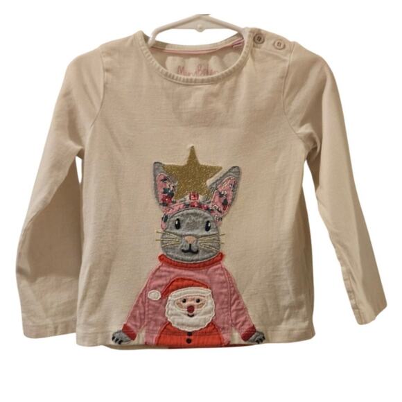 Boden Other - Mini Boden Bunny Christmas Size 2 - 3 Years Cream Long Sleeve Cotton